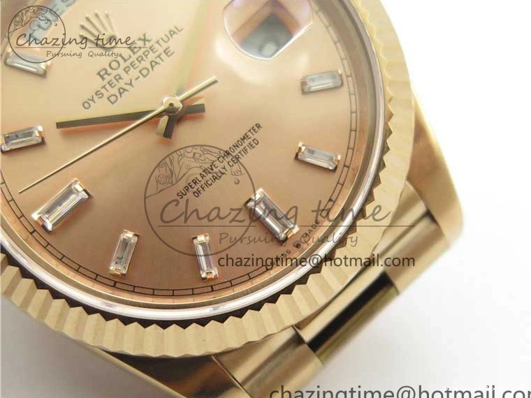 Good Copy Rolex Watches RG Popular RG Bracelet T on New 228239 BP Dial 2834 Markers Version 40mm RG Day-Date President Dial 904 A Crystal 0111